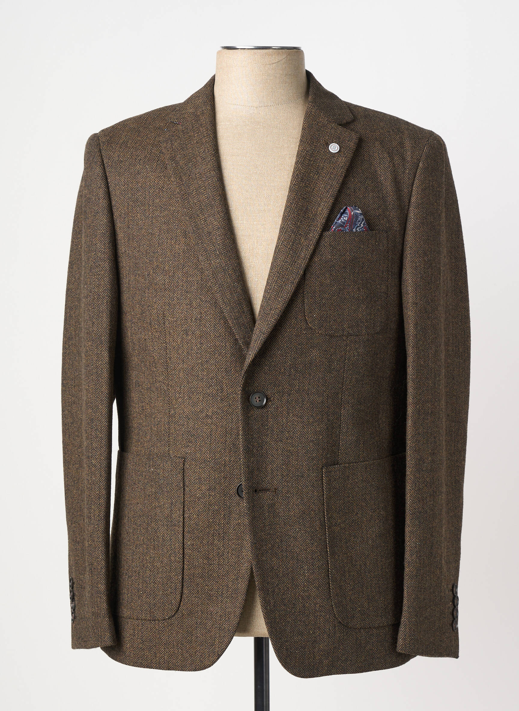 Blazer tissage chiné marron SERGE BLANCO homme