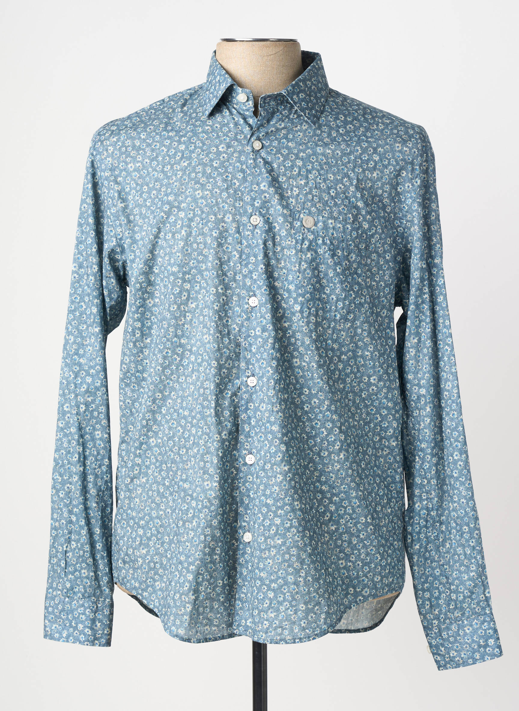 Chemise manches longues poches bleu SERGE BLANCO homme