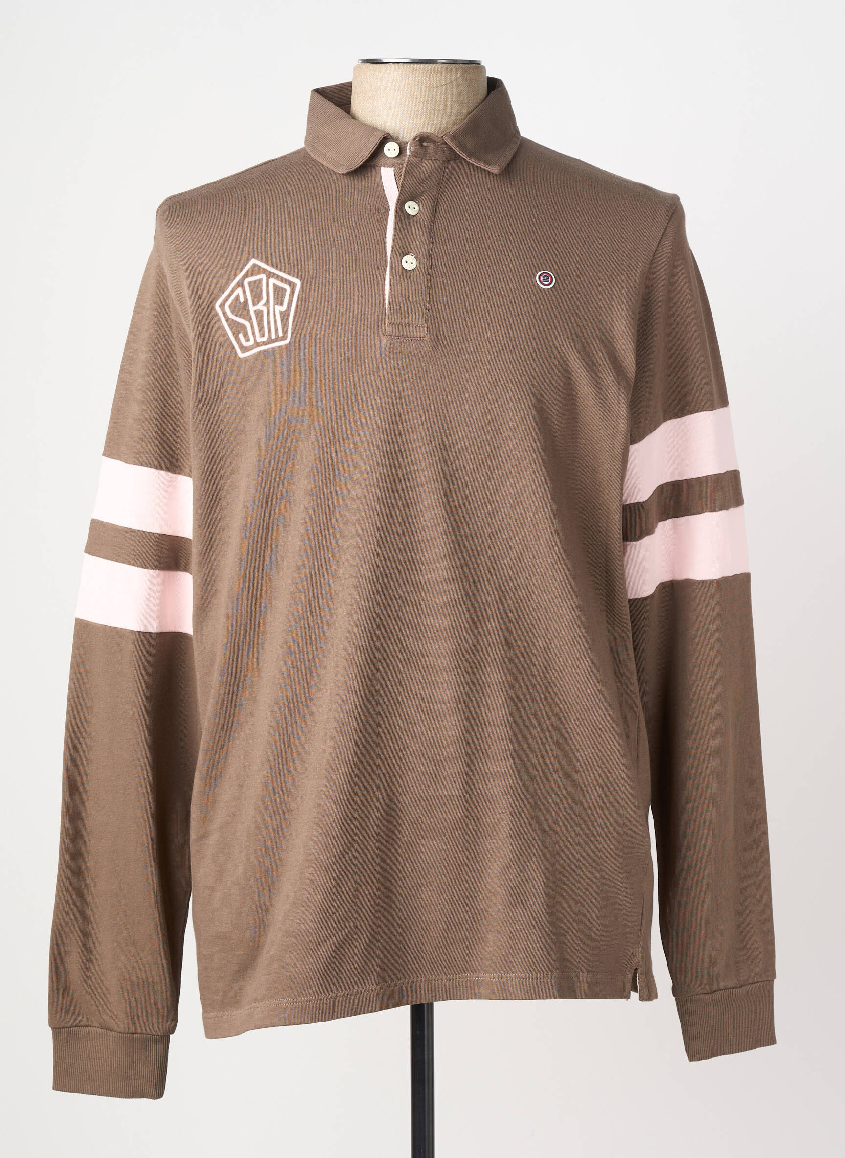 Polo manches longues manches longues marron SERGE BLANCO homme