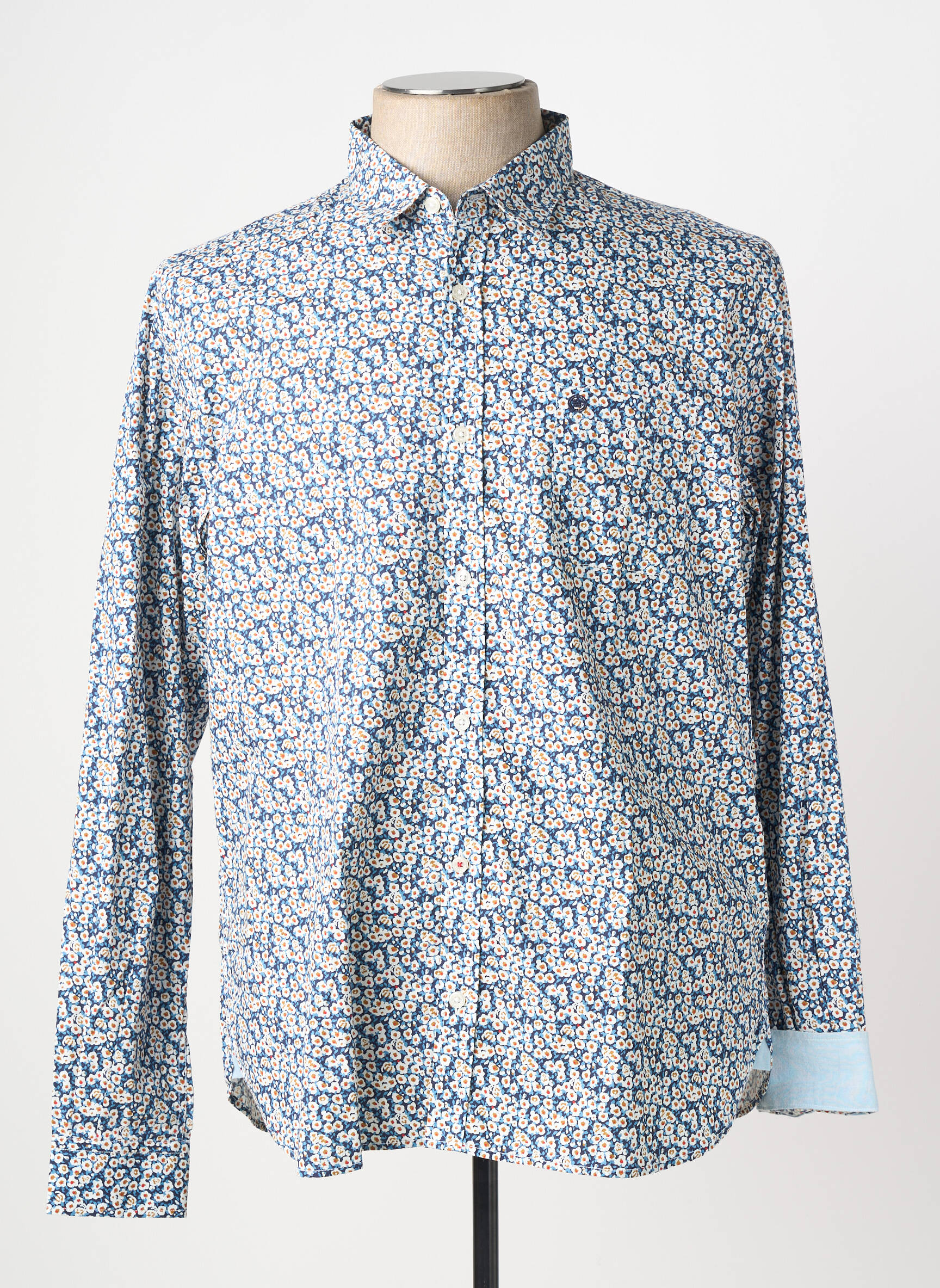 Chemise manches longues poches bleu SERGE BLANCO homme