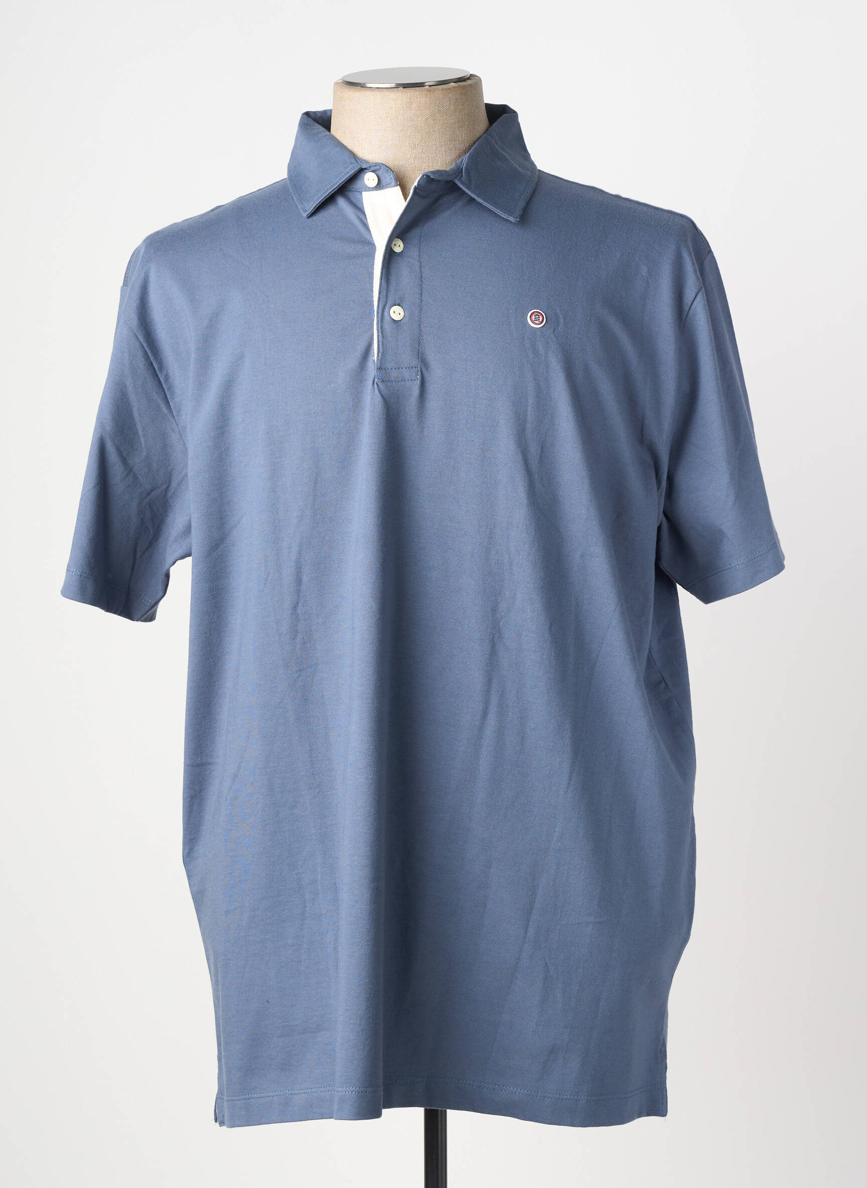 Polo tissage jersey manches courtes bleu SERGE BLANCO homme