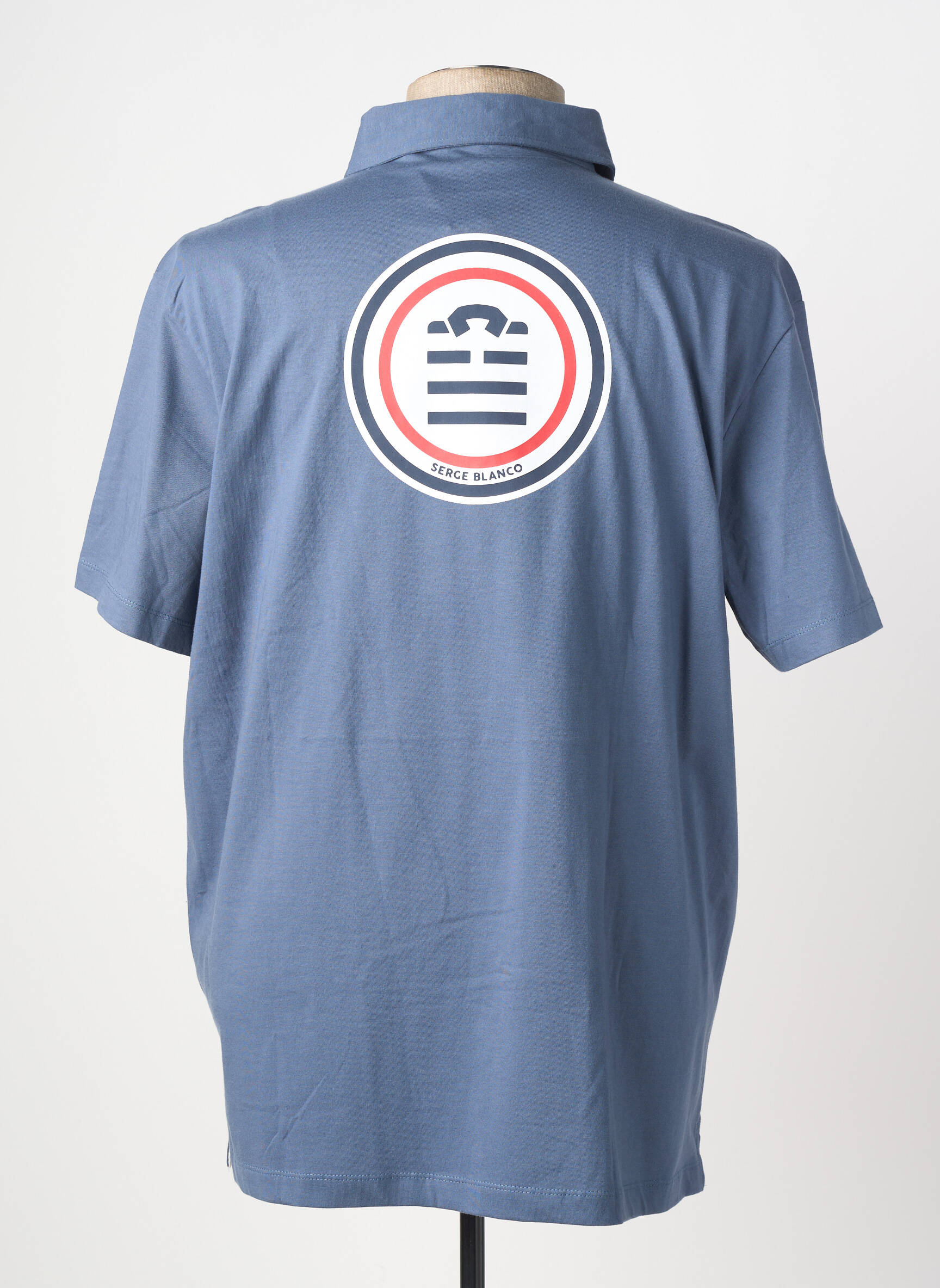 Polo tissage jersey manches courtes bleu SERGE BLANCO homme