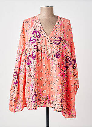Blouse légère et transparente manches 3/4 orange GOLD&SILVER PARIS femme