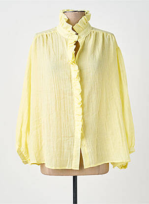 Chemisier tissage crêpe manches longues jaune JS MILLENIUM femme