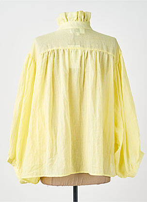 Chemisier tissage crêpe manches longues jaune JS MILLENIUM femme