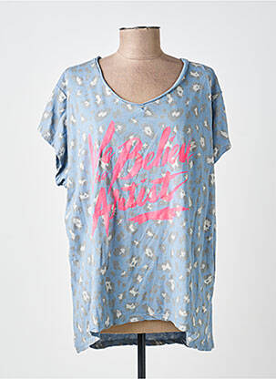 T-shirt coupe droite manches courtes bleu NEW COLLECTION femme