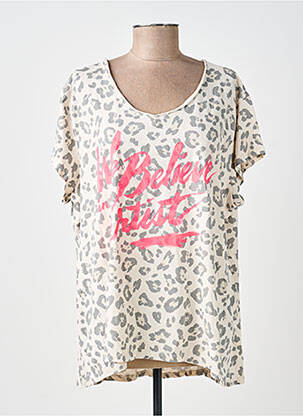 T-shirt coupe droite manches courtes beige NEW COLLECTION femme