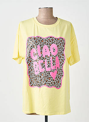 T-shirt coupe droite manches courtes jaune MADE IN ITALY femme