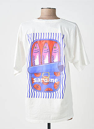 T-shirt coupe droite manches courtes blanc POHÊME femme