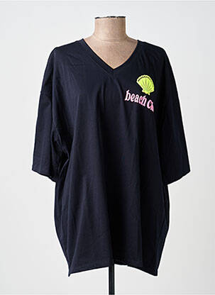 T-shirt sérigraphie floquée manches courtes bleu AMY&CLO femme