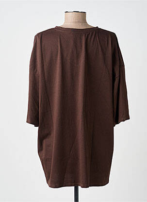 T-shirt sérigraphie floquée manches courtes marron AMY&CLO femme