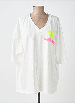 T-shirt sérigraphie floquée manches courtes blanc AMY&CLO femme