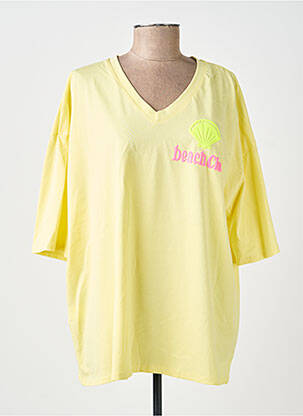 T-shirt sérigraphie floquée manches courtes jaune AMY&CLO femme