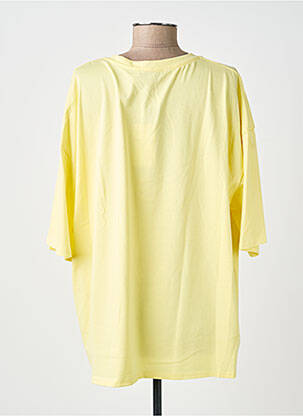 T-shirt sérigraphie floquée manches courtes jaune AMY&CLO femme