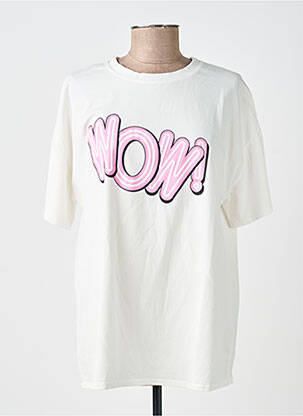 T-shirt sérigraphie floquée manches courtes blanc AMY&CLO femme