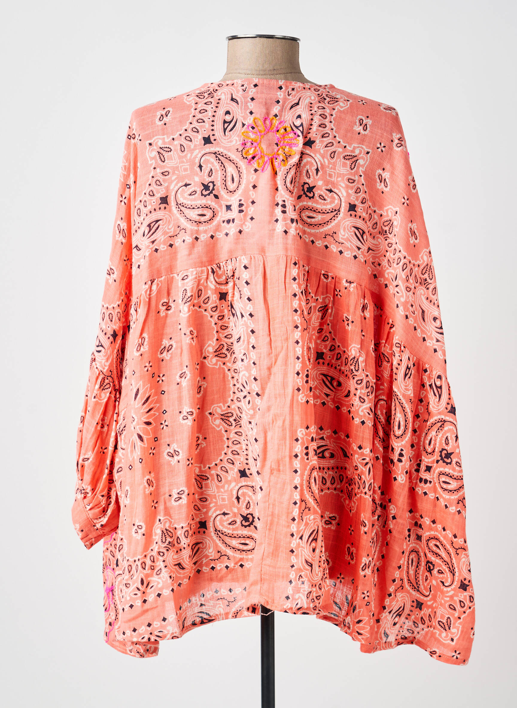 Blouse légère et transparente manches 3/4 orange GOLD&SILVER PARIS femme