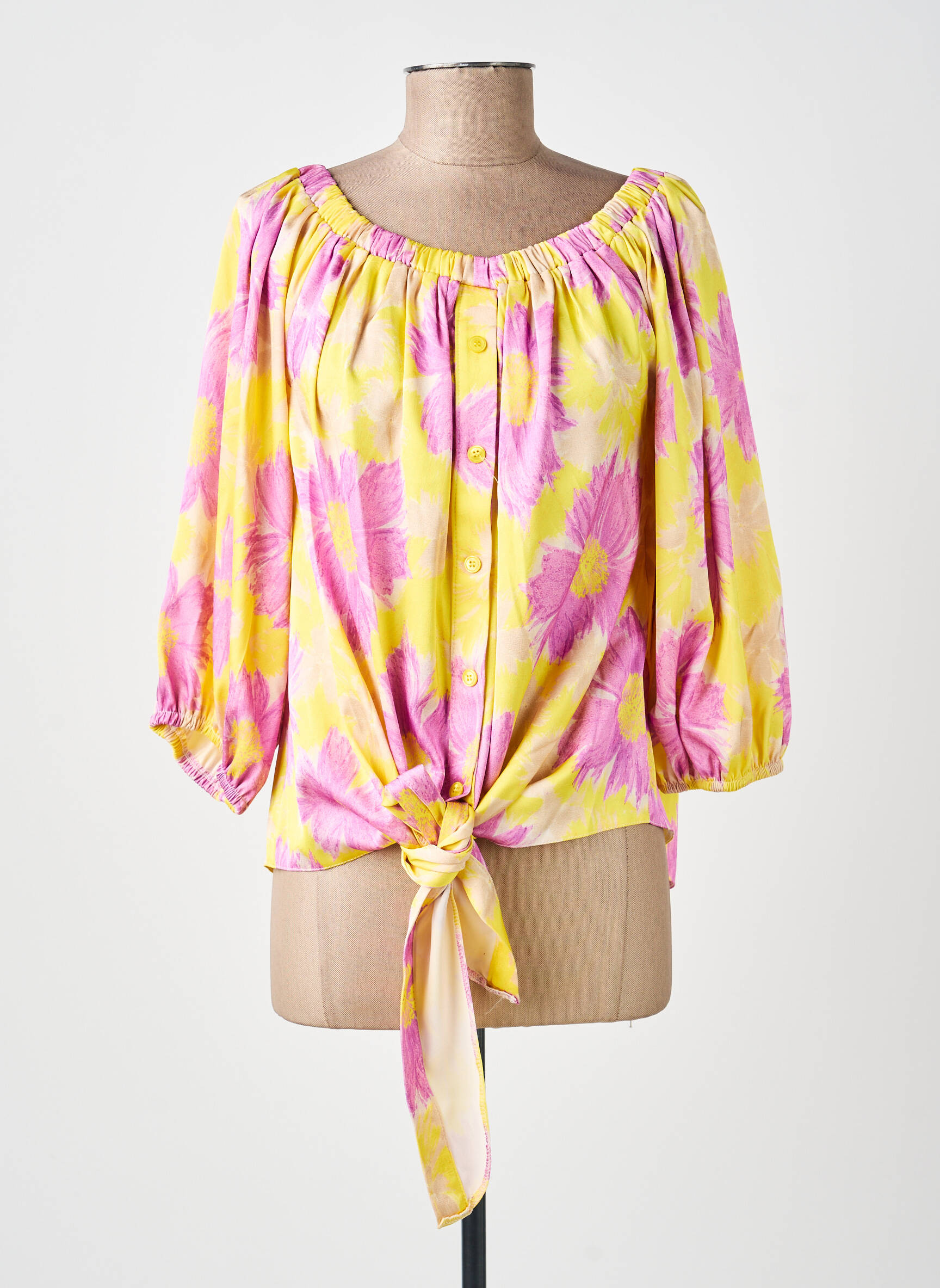 Blouse imprimé fleurs manches 3/4 jaune LES ACOLYTES femme
