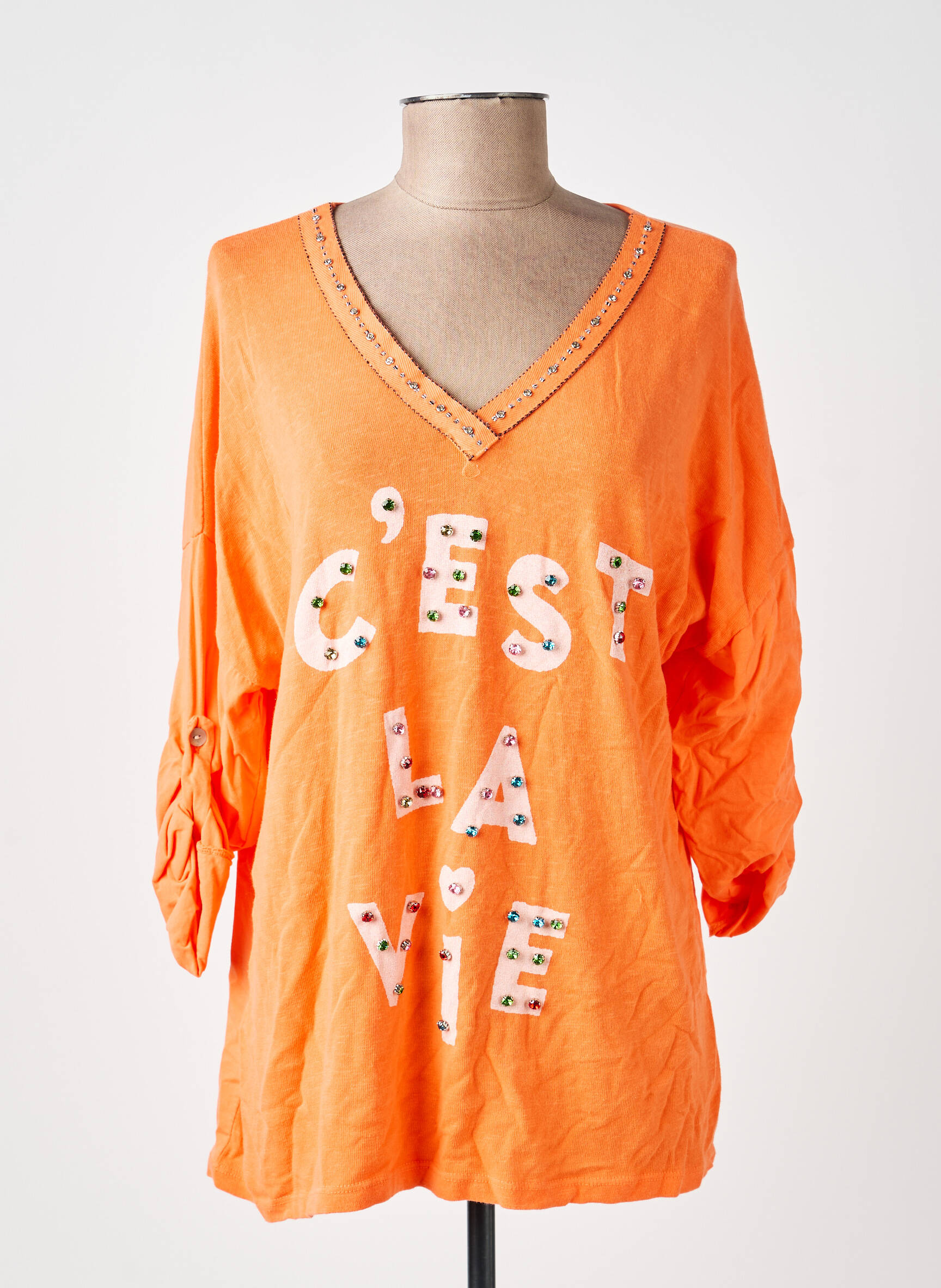 T-shirt manches longues manches longues orange NEW COLLECTION femme