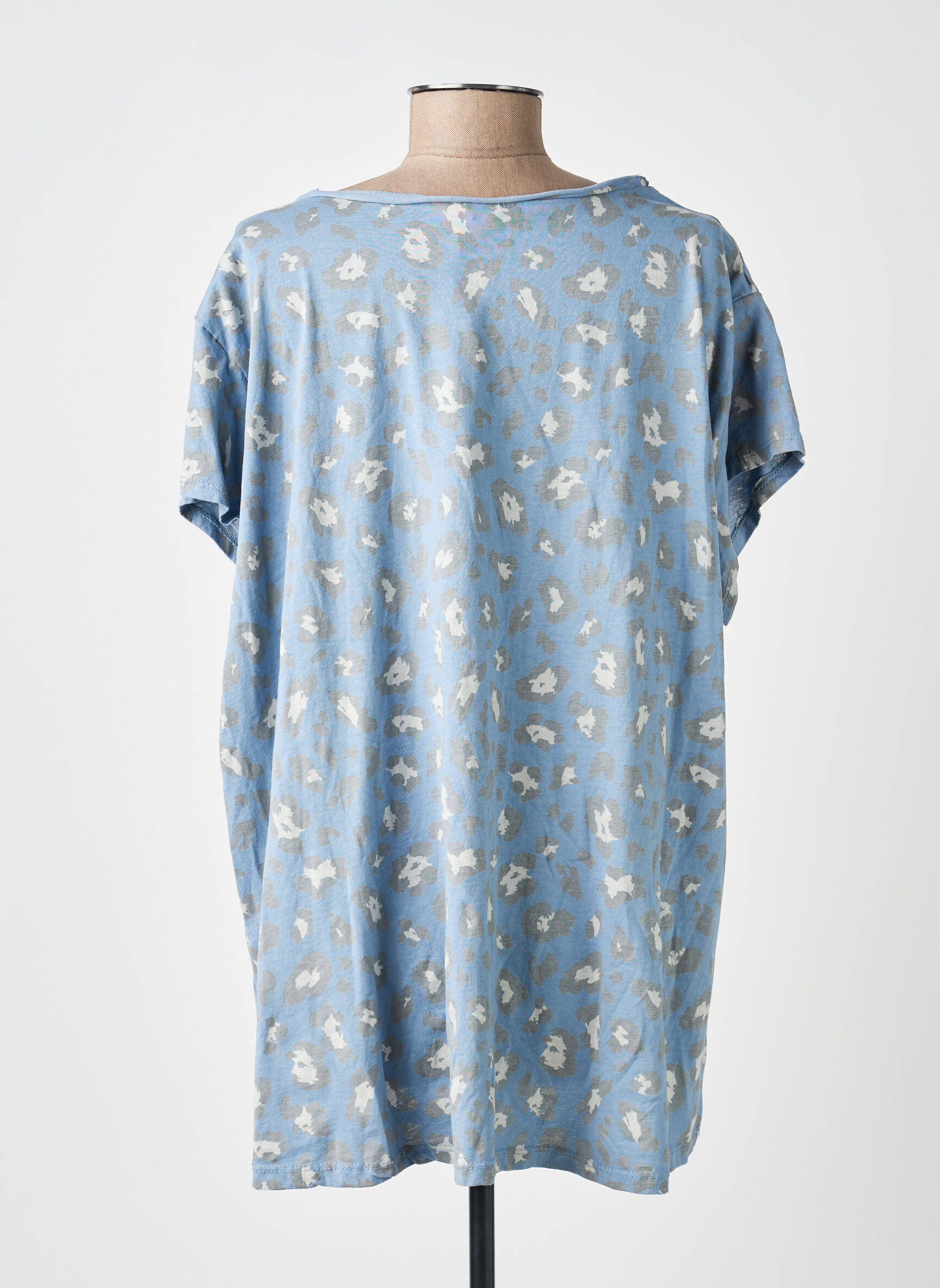T-shirt coupe droite manches courtes bleu NEW COLLECTION femme