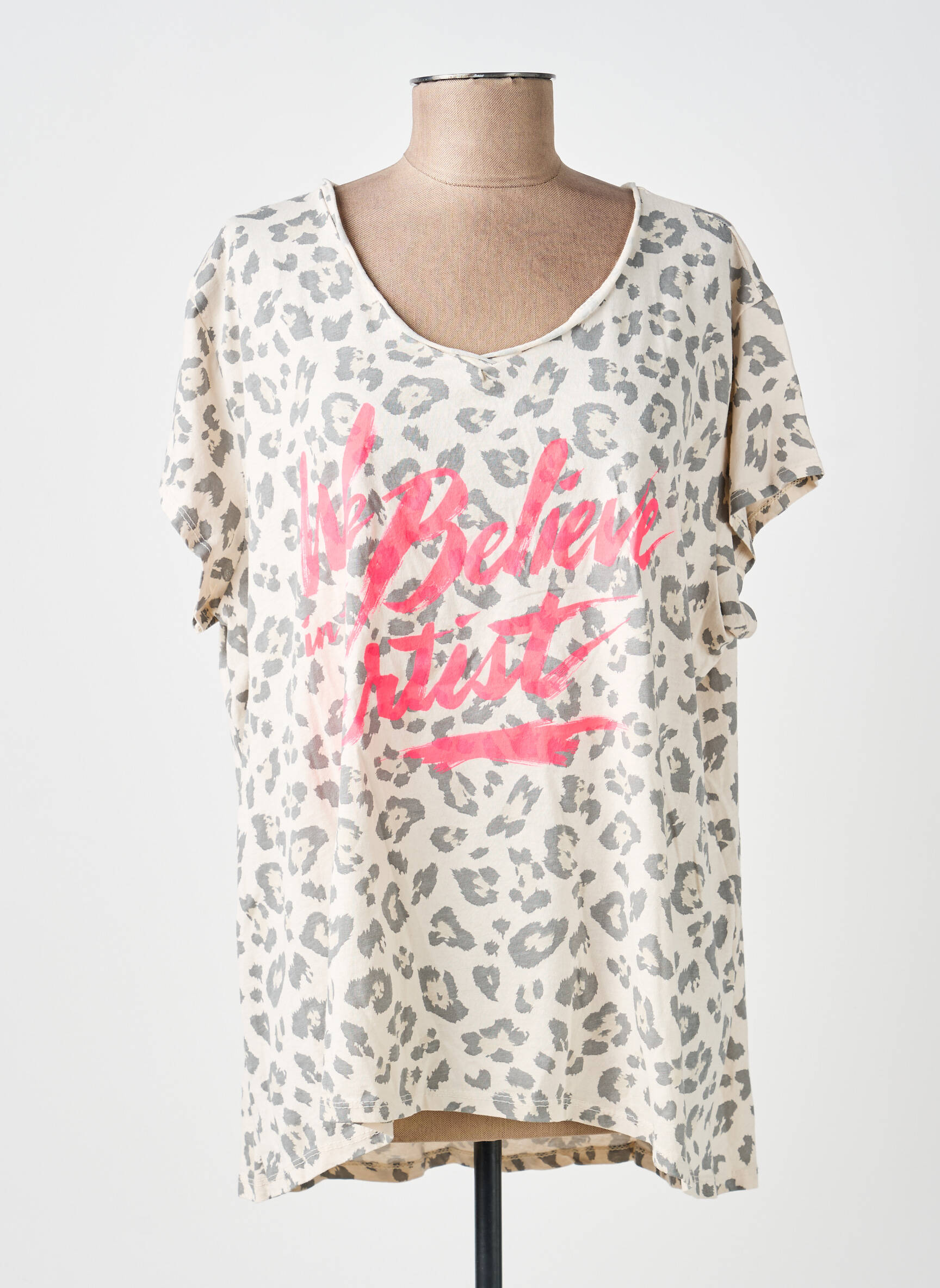 T-shirt coupe droite manches courtes beige NEW COLLECTION femme