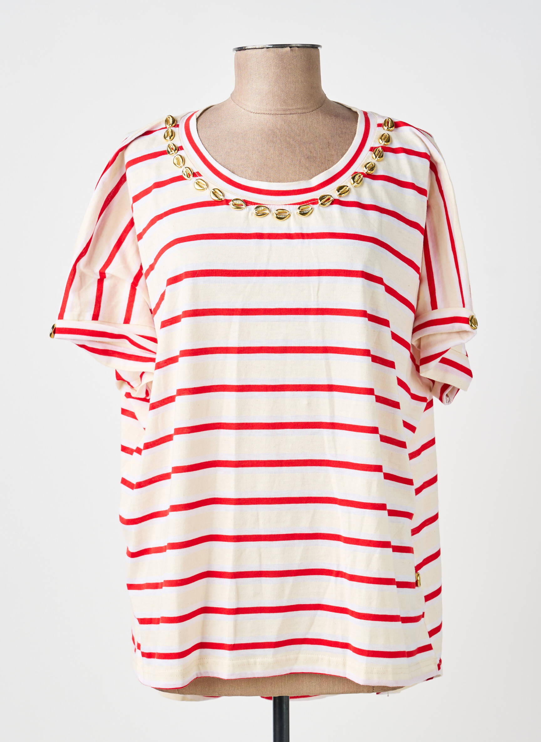 T-shirt coupe droite manches courtes rouge MAISON LIPANOÏ femme