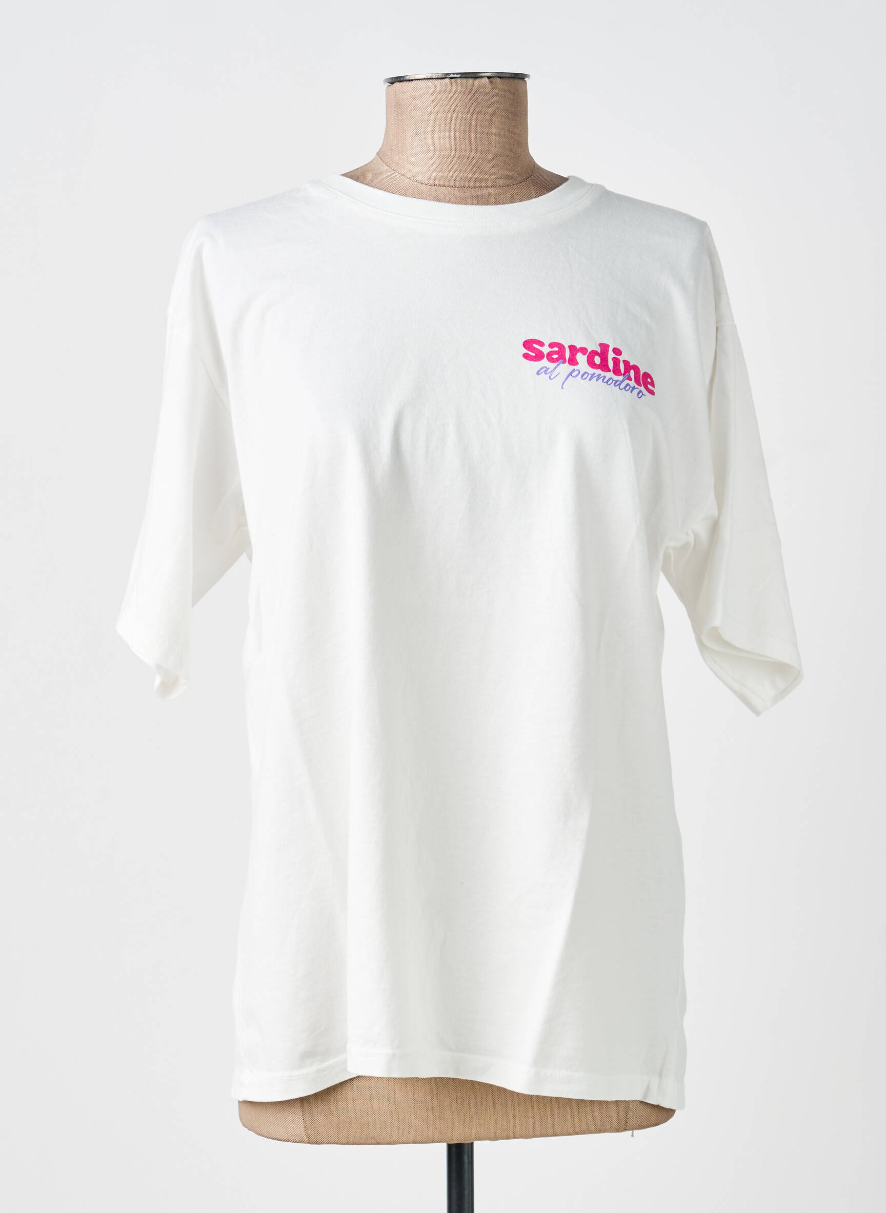 T-shirt coupe droite manches courtes blanc POHÊME femme
