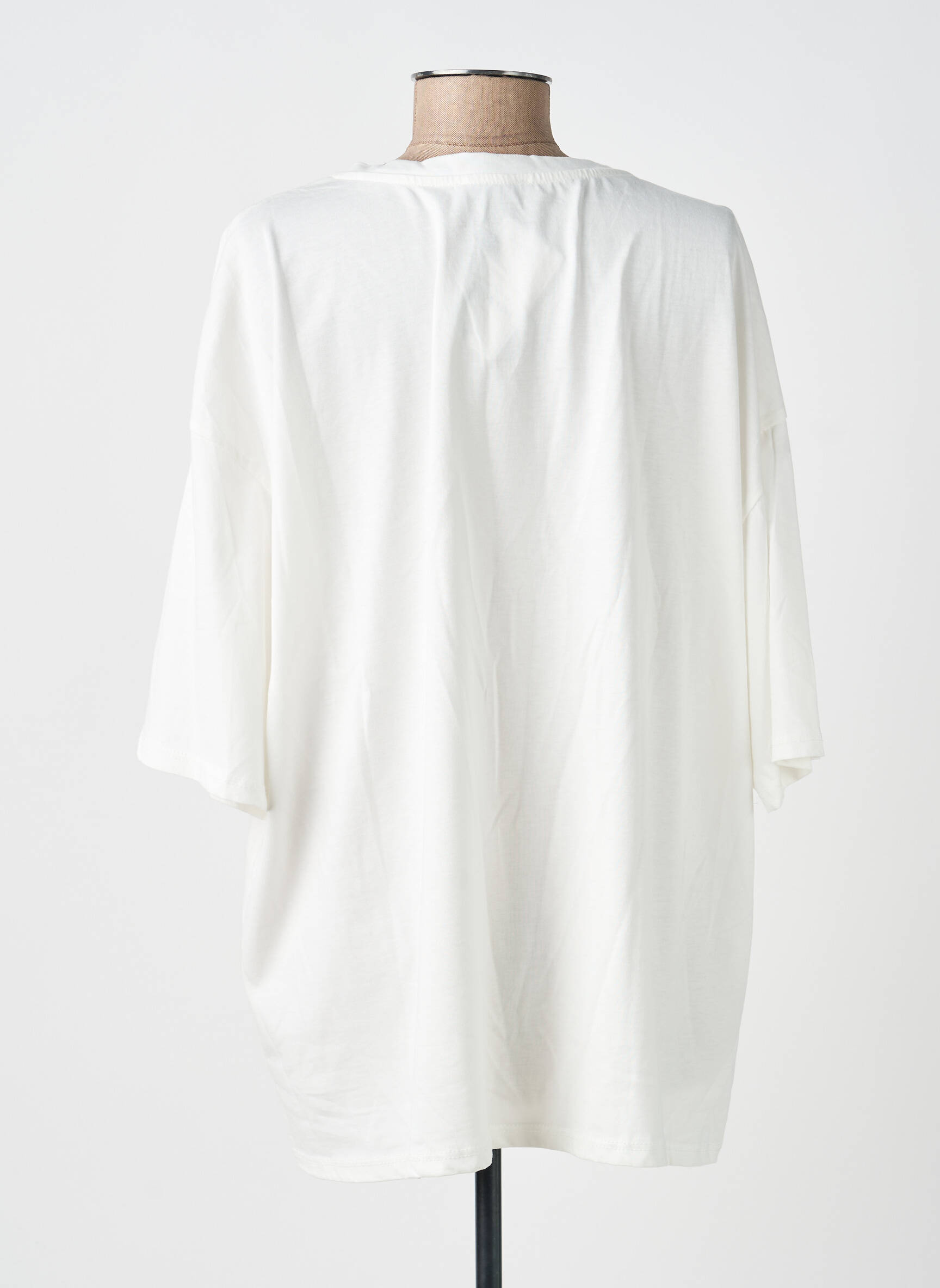 T-shirt sérigraphie floquée manches courtes blanc AMY&CLO femme
