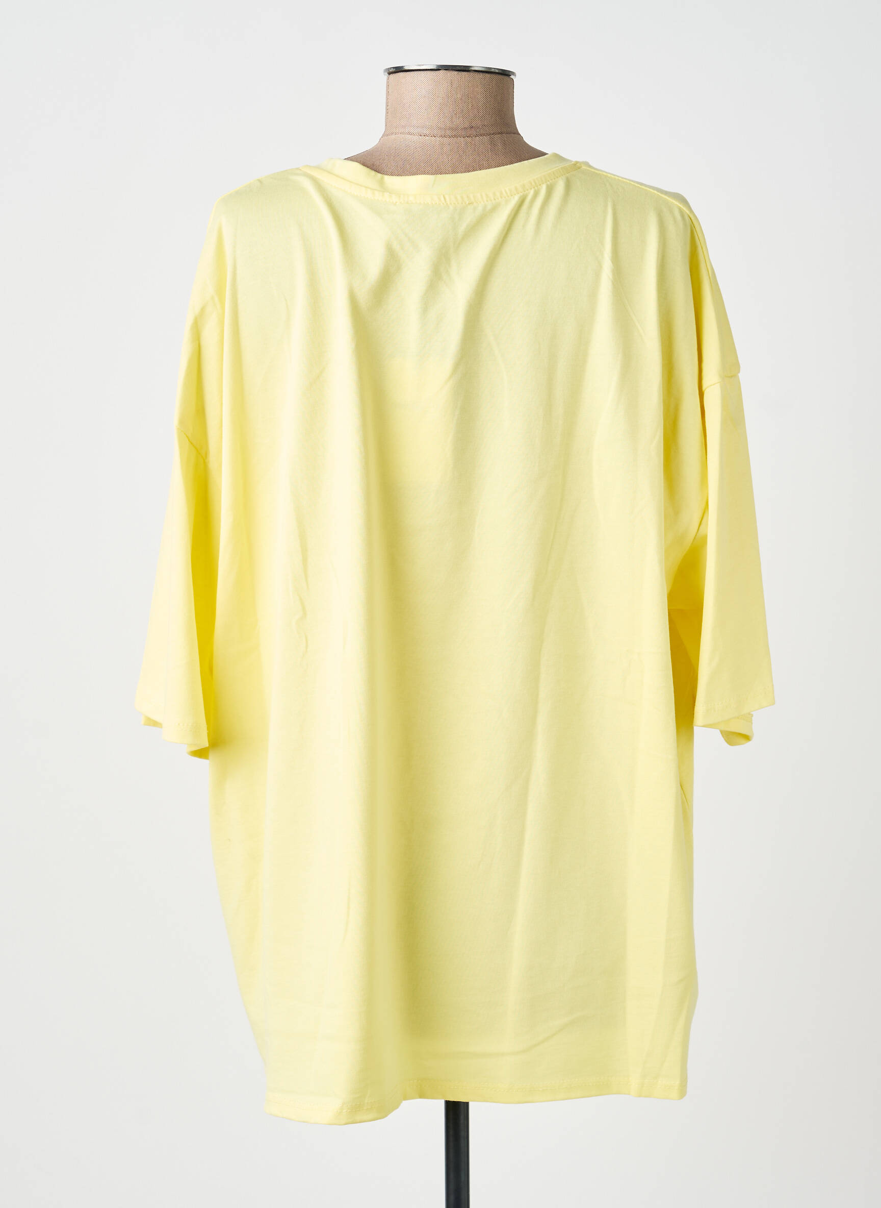 T-shirt sérigraphie floquée manches courtes jaune AMY&CLO femme