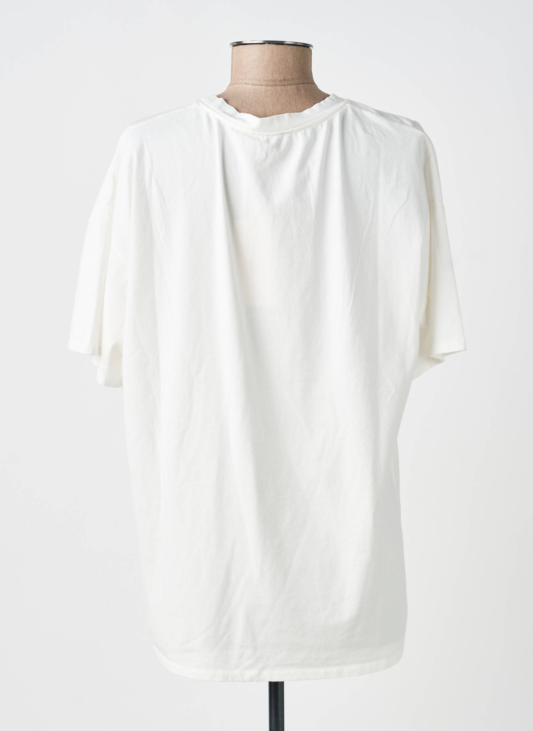 T-shirt sérigraphie floquée manches courtes blanc AMY&CLO femme