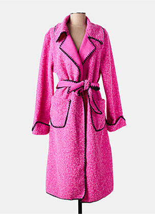 Manteau long coupe cintrée sans capuche rose MADE IN ITALY femme