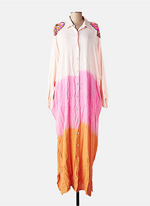 Robe longue manches longues manches longues orange BIANCA femme