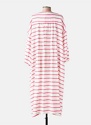 Robe longue col v manches 3/4 rose WIYA femme