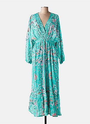 Robe longue manches longues manches longues bleu GOLD&SILVER PARIS femme