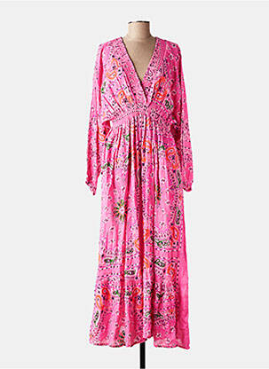 Robe longue manches longues manches longues rose GOLD&SILVER PARIS femme