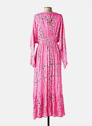 Robe longue manches longues manches longues rose GOLD&SILVER PARIS femme