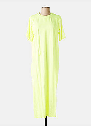 Robe longue manches courtes manches courtes jaune FARFALLA femme