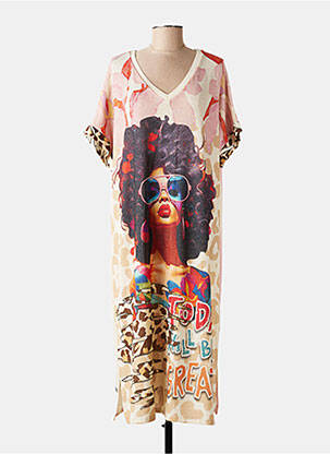 Robe longue manches courtes manches courtes rose NEW COLLECTION femme