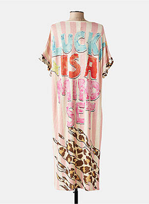 Robe longue manches courtes manches courtes rose NEW COLLECTION femme