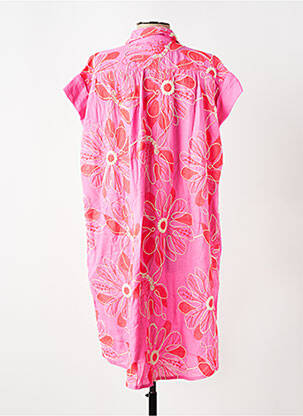 Robe mi-longue manches courtes manches courtes rose BIANCA femme