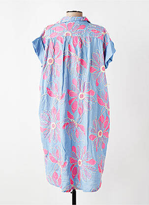 Robe mi-longue manches courtes manches courtes bleu BIANCA femme