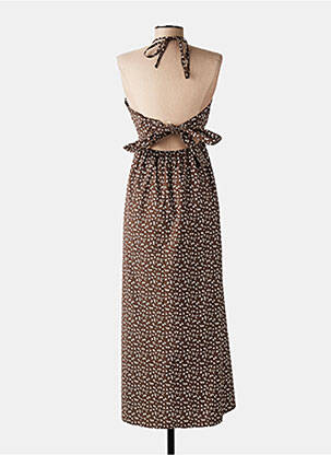 Robe longue tissage popeline fines bretelles marron MADE IN ITALY femme