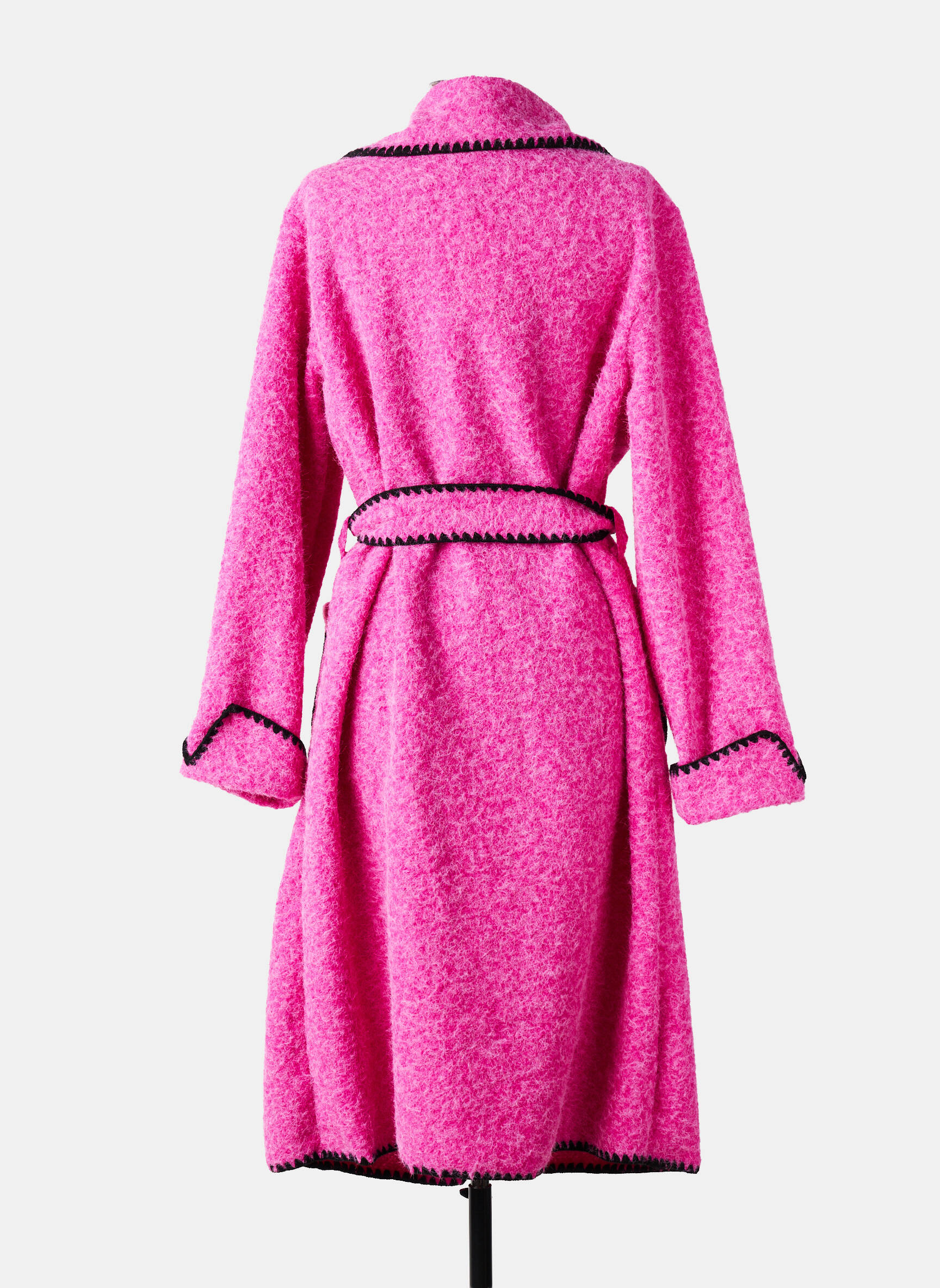 Manteau long coupe cintrée sans capuche rose MADE IN ITALY femme