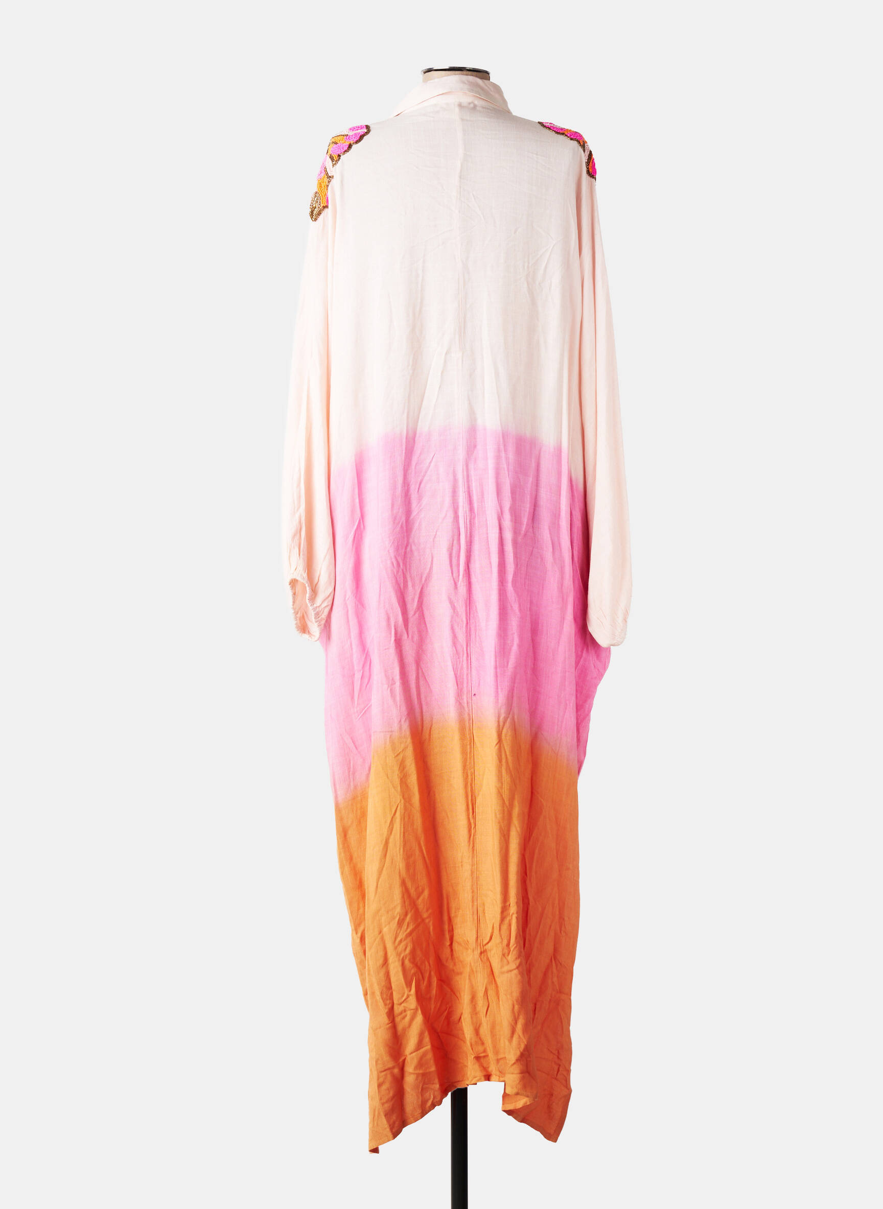 Robe longue manches longues manches longues orange BIANCA femme