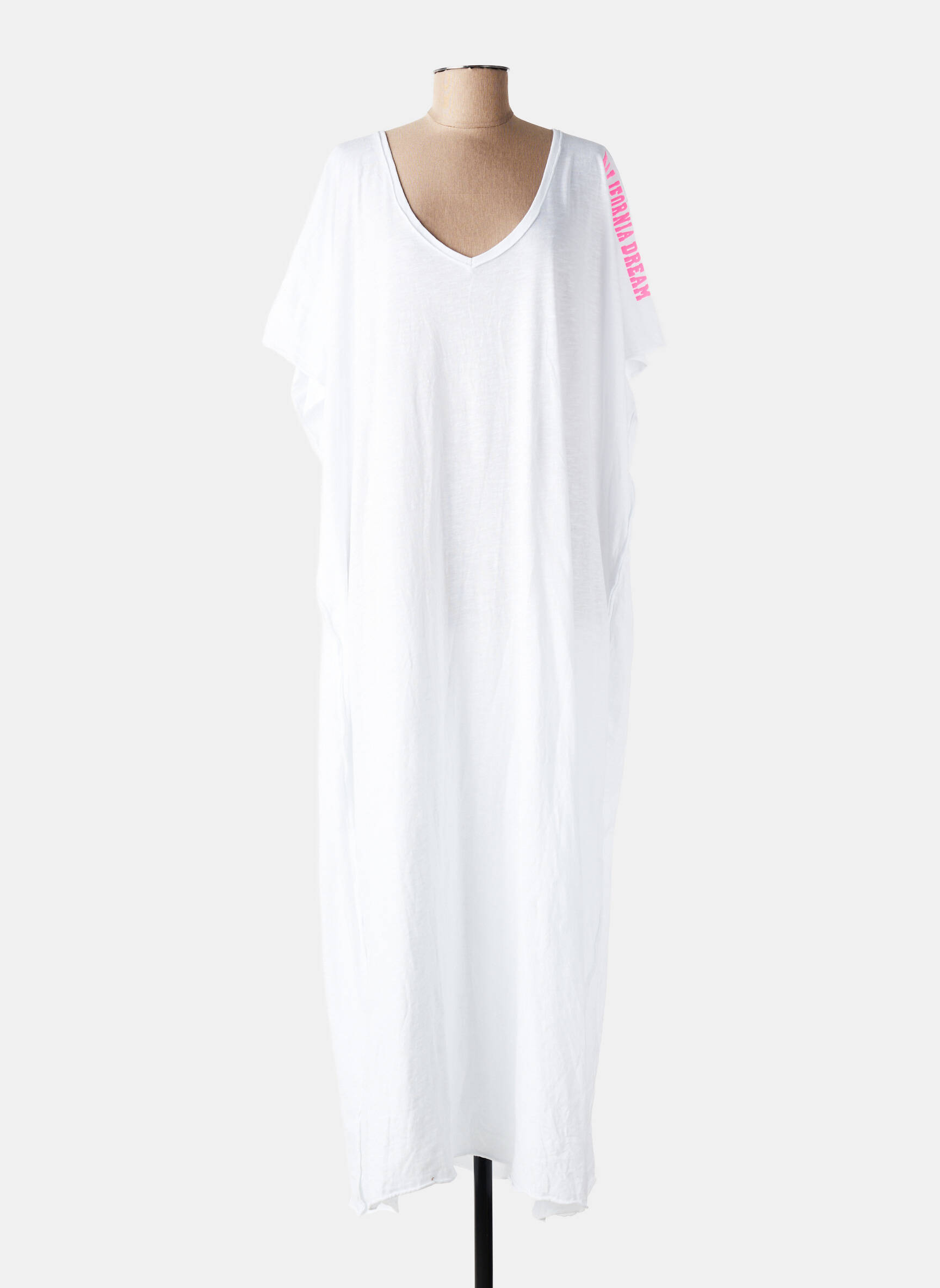 Robe longue manches courtes manches courtes blanc KALIFORNIA DREAM femme