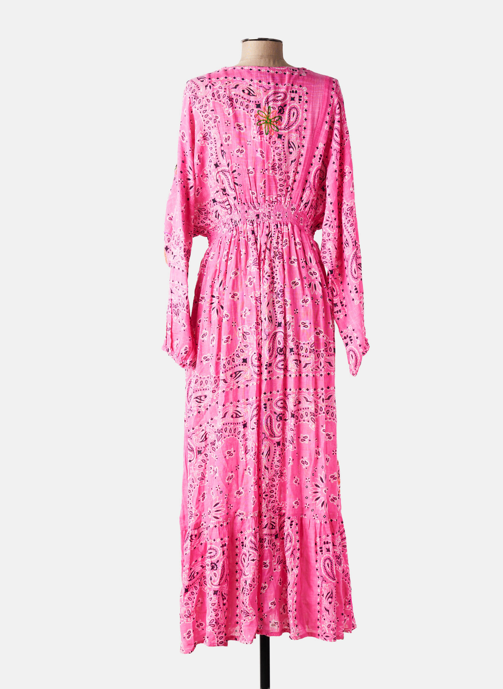 Robe longue manches longues manches longues rose GOLD&SILVER PARIS femme