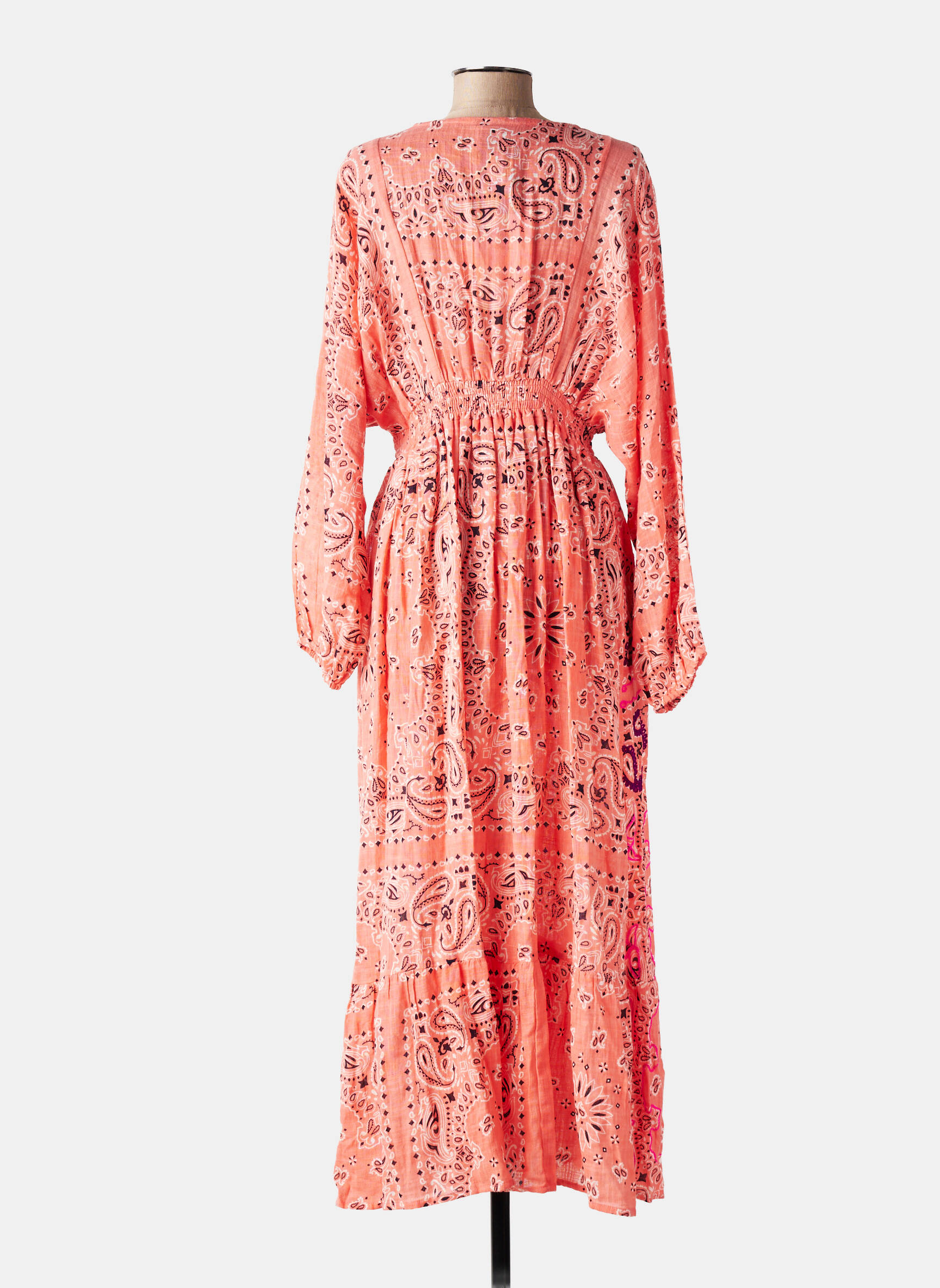 Robe longue manches longues manches longues orange GOLD&SILVER PARIS femme