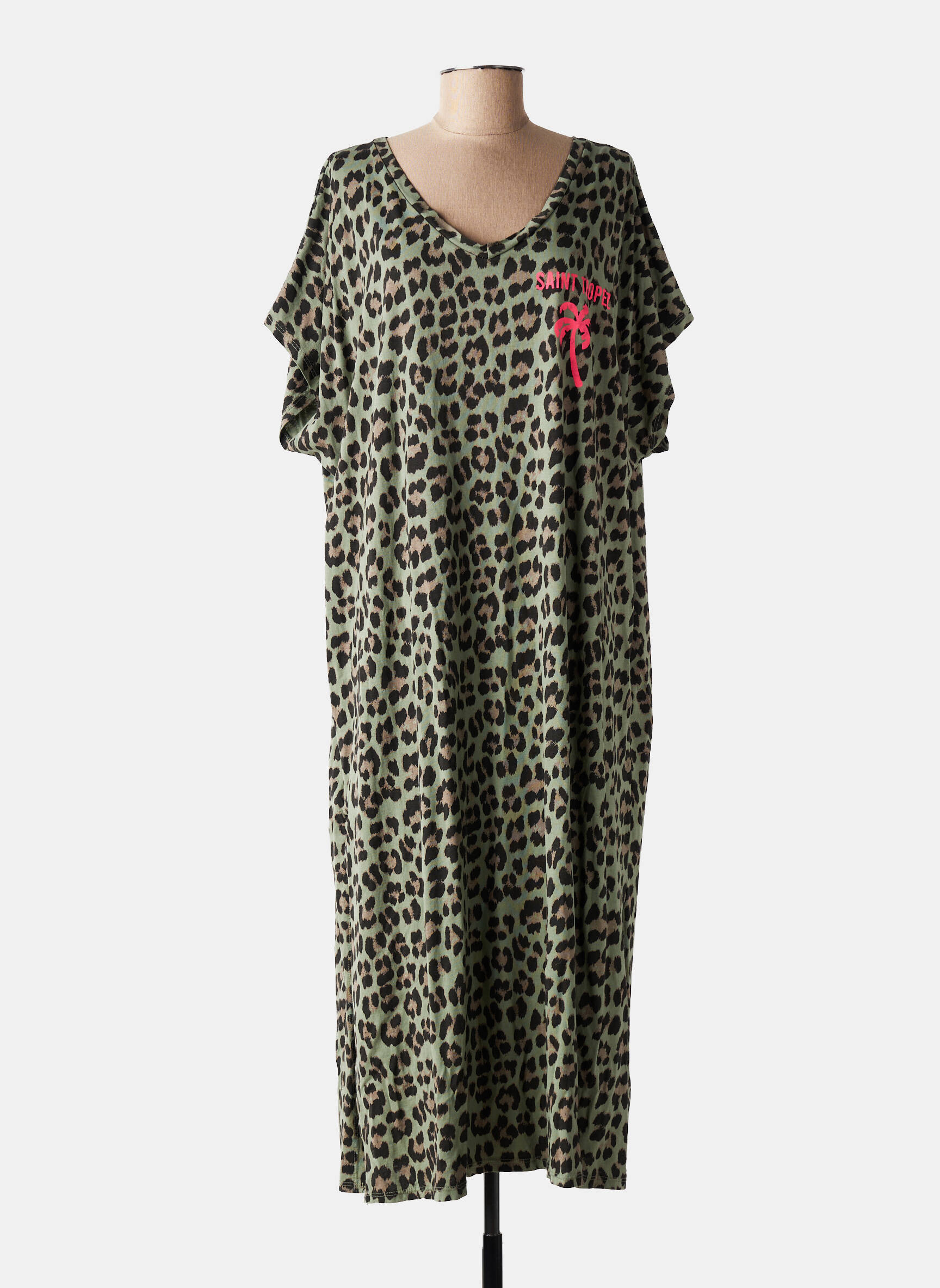 Robe longue manches courtes manches courtes vert SISSI FASHION femme