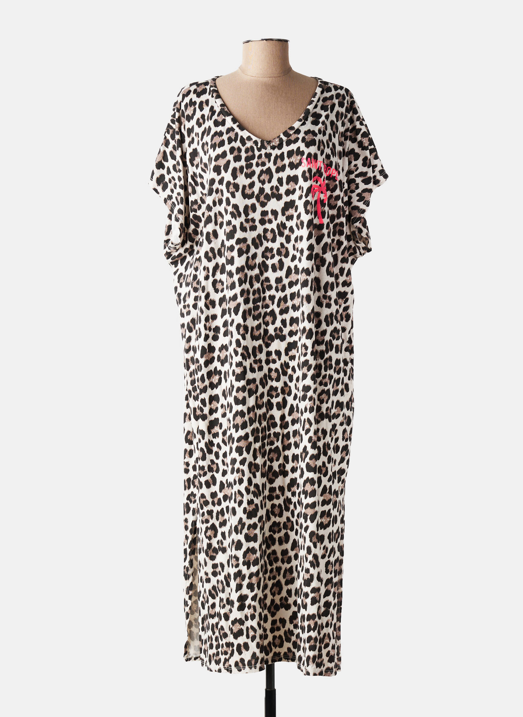 Robe longue manches courtes manches courtes gris SISSI FASHION femme