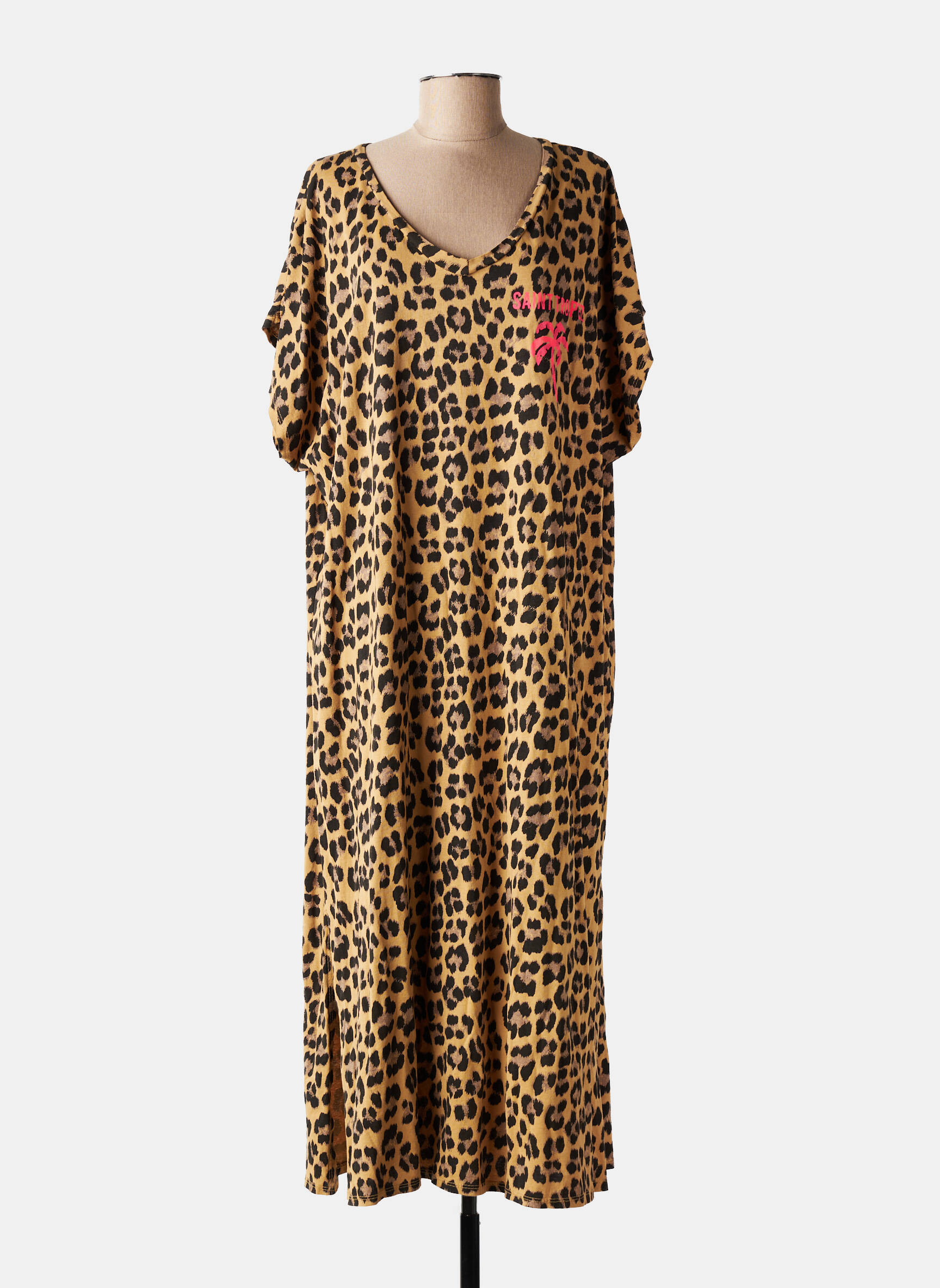 Robe longue manches courtes manches courtes marron SISSI FASHION femme