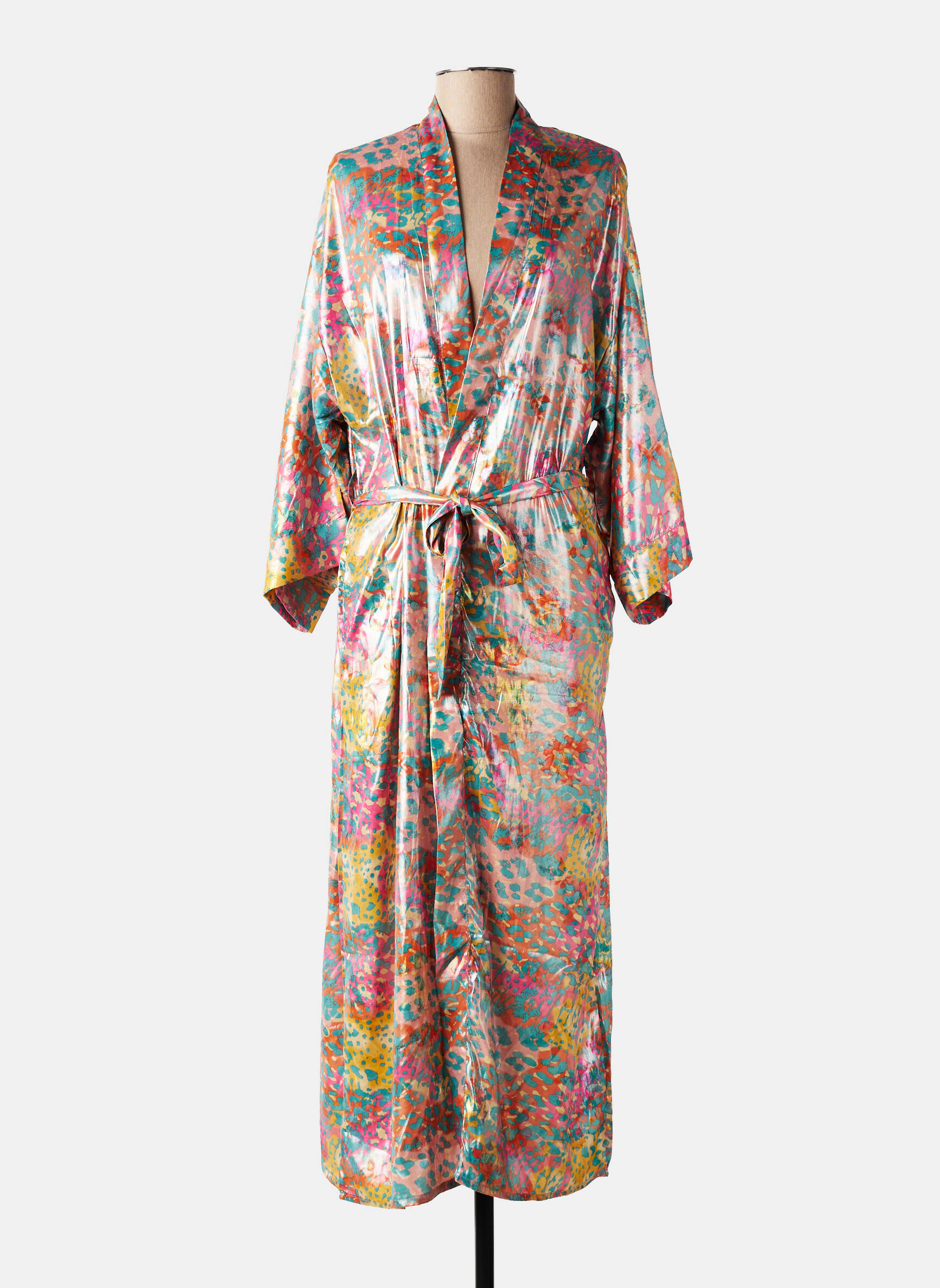Veste kimono col v orange BIANCA femme